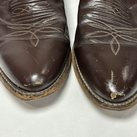 Justin cowboy boots Brown leather Men’s size 9.5 D Style 1418 Western USA main image 4